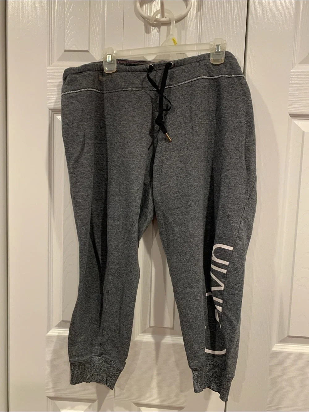 Calvin Klein Dark Gray Capri Sweatpants with White Logo - Picture 1 of 12